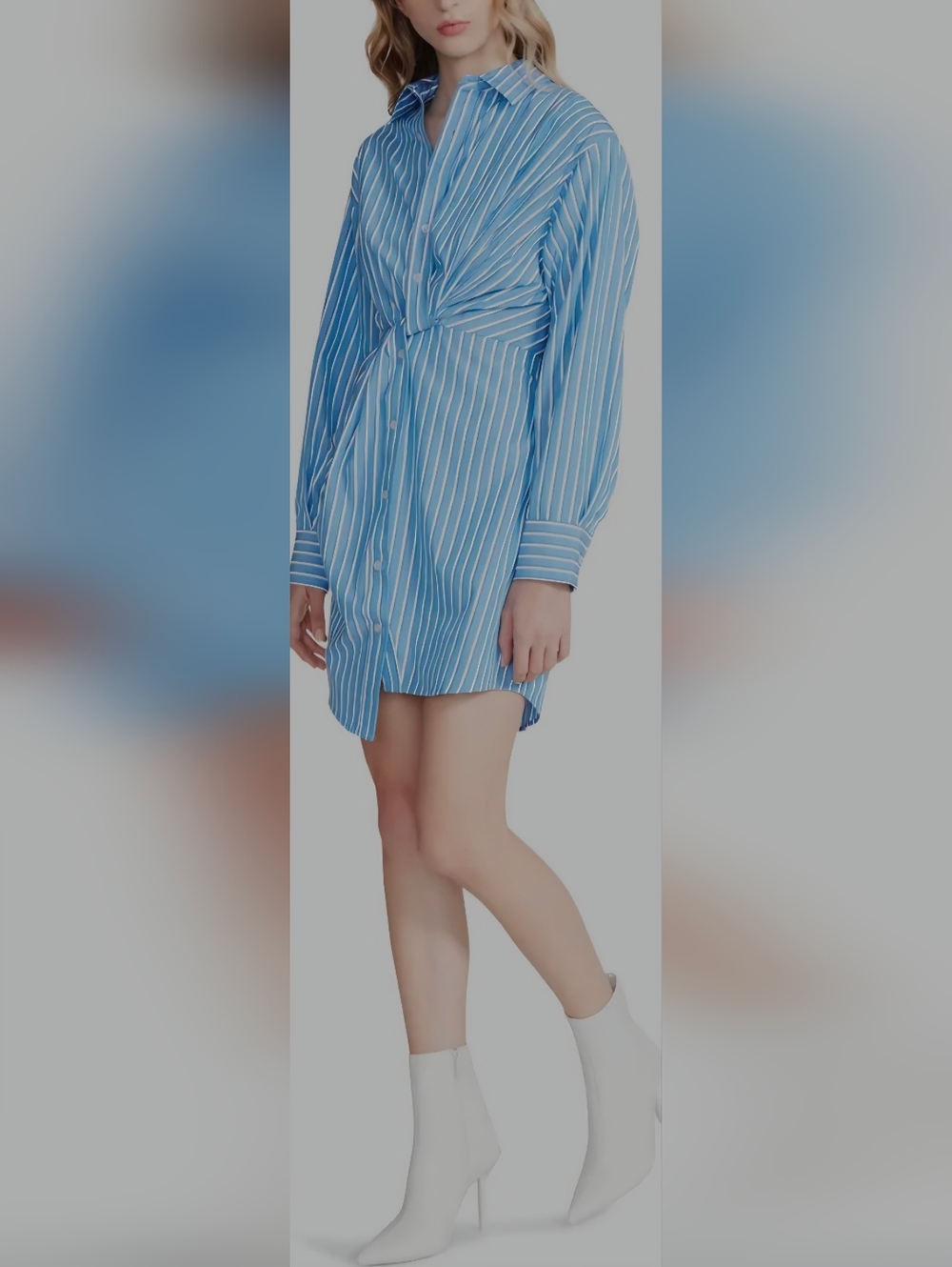 Steve Madden Nadia Blue Striped Asymmetrical Shirtdress XS NWT